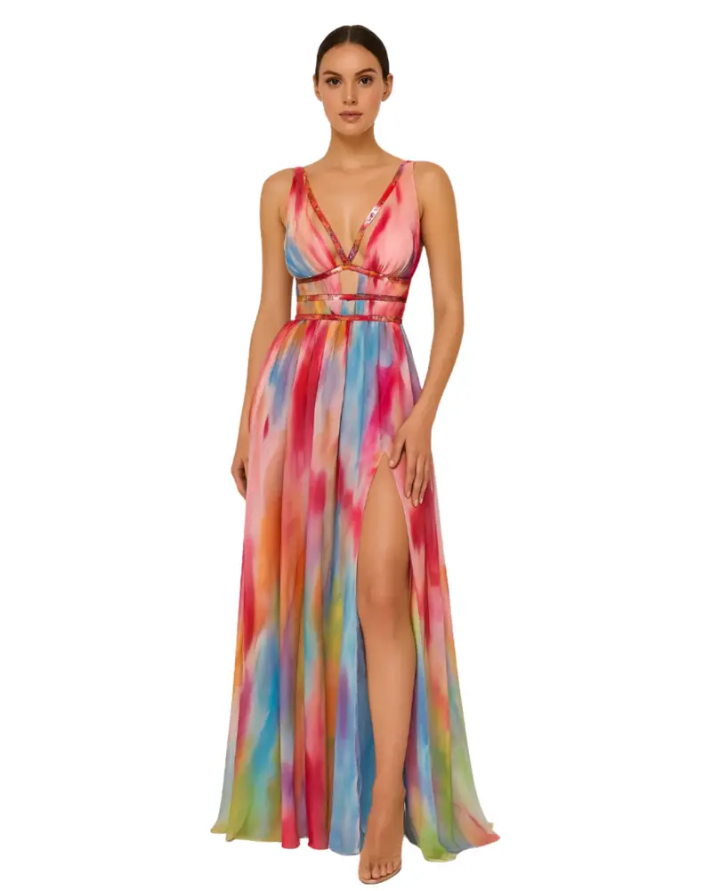 Marla | Maxikleid mit stilvollem Malerei-Print