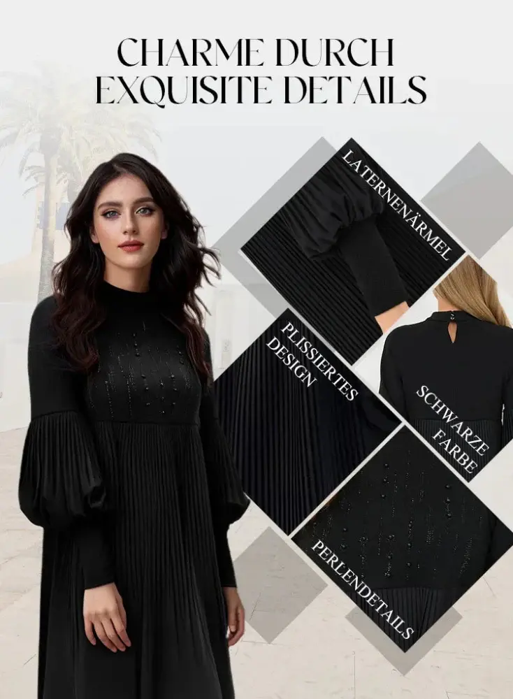 Marlene | Damen Kleid Stehkragen Laternenärmel Plus-Size