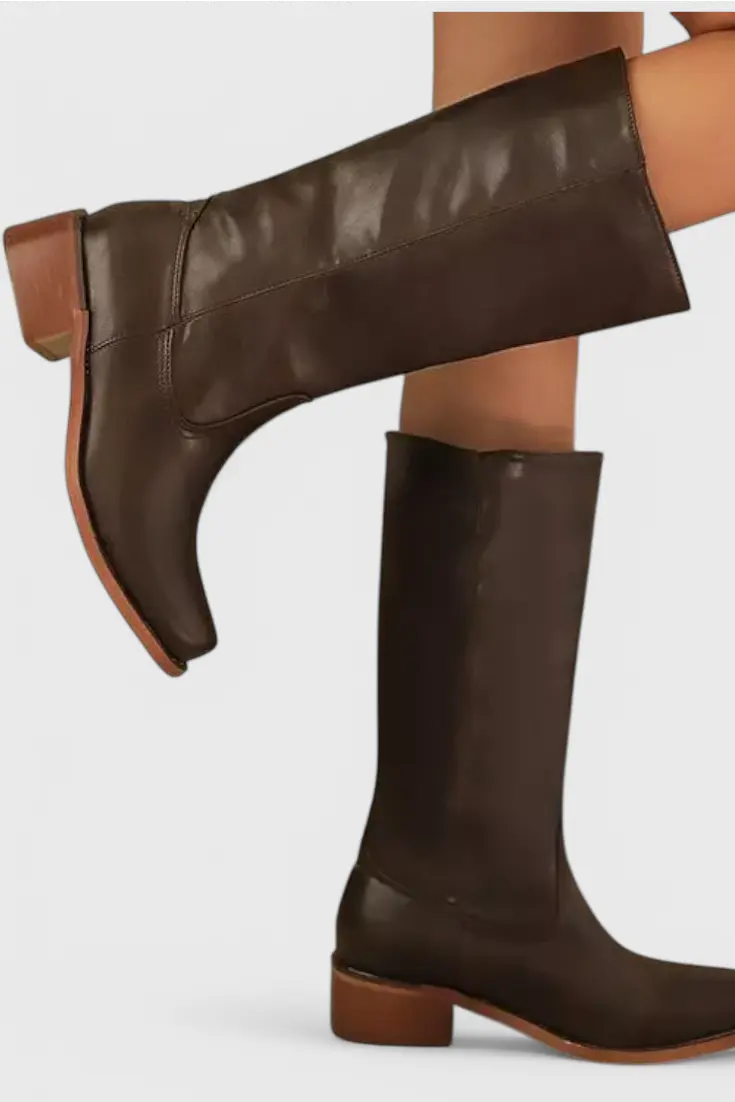 Marvike | Damen Kniehohe Stiefel mit Blockabsatz