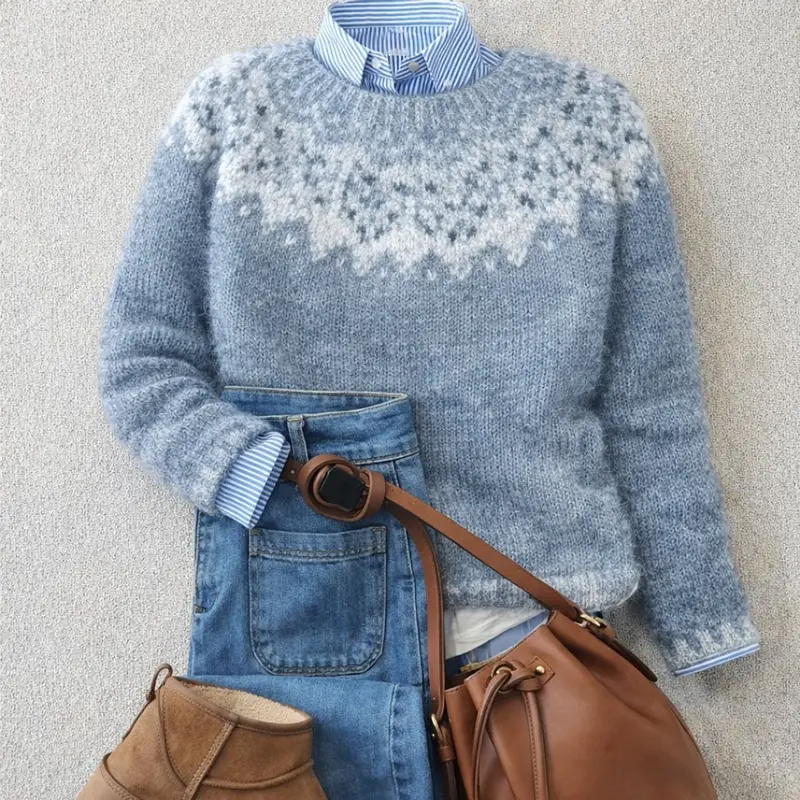 Mathilda | Stilvoller Damen Strickpullover Mit Klassischem Fair-Isle-Muster