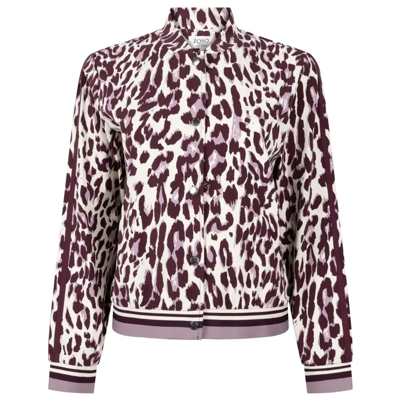 Mauve met bordeaux geprinte travel jacket Nicoline