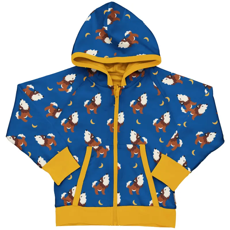 Maxomorra - Cardigan Hood Reversible Wolf - Omkeerbaar Vest Wolf
