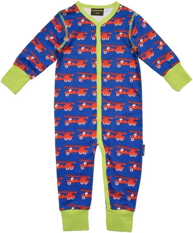 Maxomorra Jumpsuit Button Firetruck Brandweerwagen