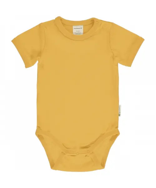 Maxomorra Short Sleeve Romper - Korte Mouwen Romper Solid Desert Geel