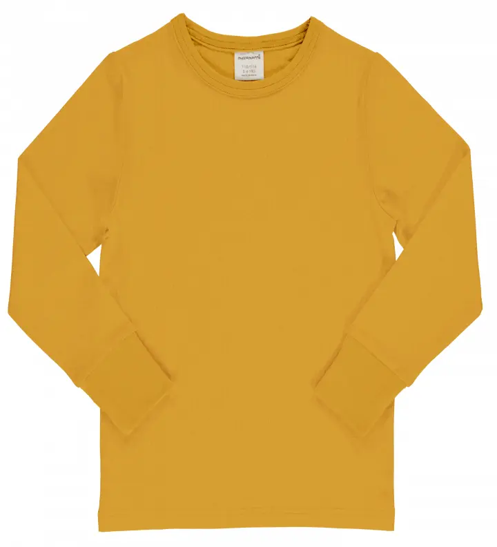 Maxomorra - Top LS Solid Mustard - Longsleeve Effen Mosterd Geel