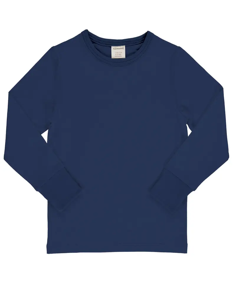 Maxomorra - Top LS Solid Navy - Longsleeve Effen Donker Blauw