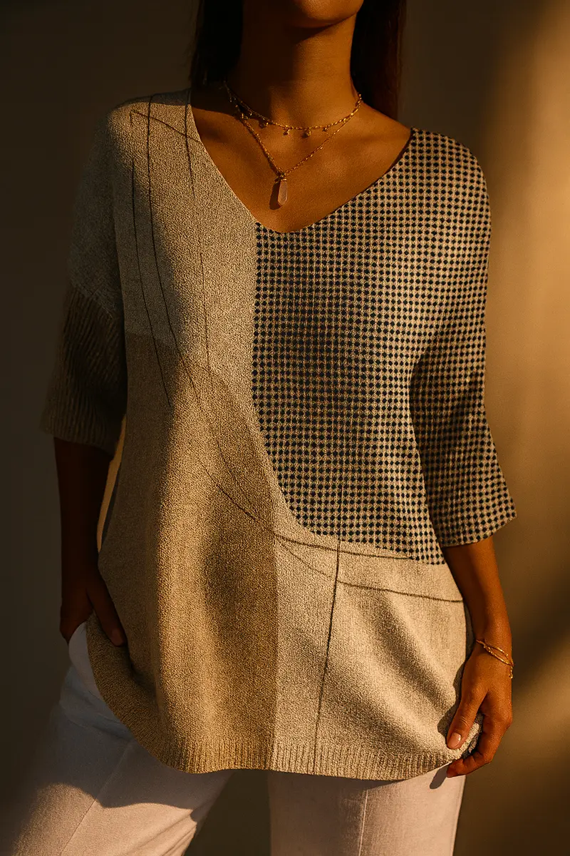 Melanie | Damen Pullover mit abstraktem geometrischem Muster