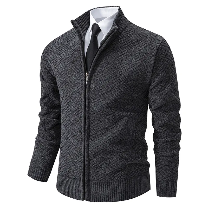 Mens Fleece Lined Knit Cardigan