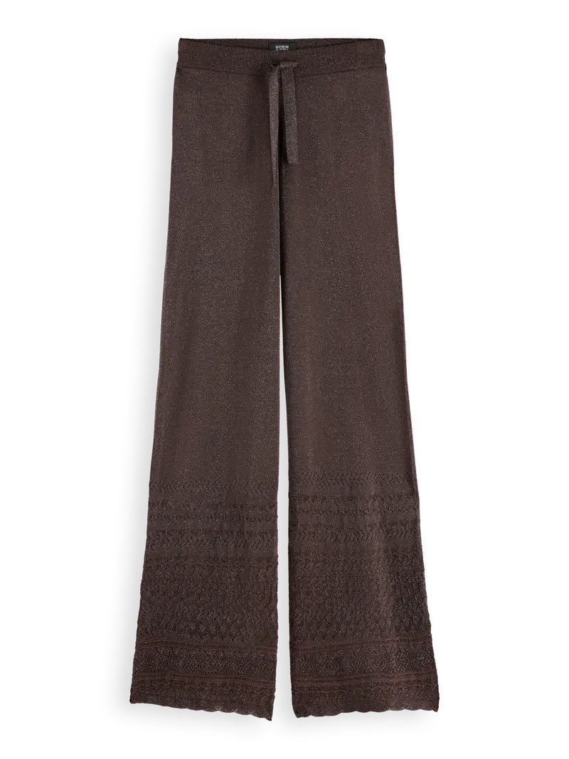 Metallic Pointelle Knitted Trouser