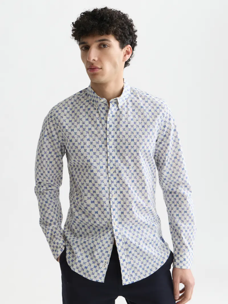 Micro Printed Slim-Fit Shirt