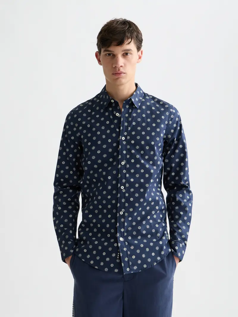 Microprint Poplin Slim-Fit Shirt
