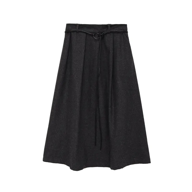 Midi-rok met losse tailleband