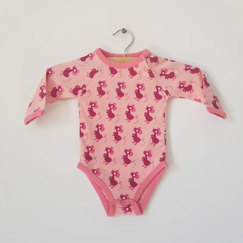 Mini Cirkus - Romper Longsleeve Body Mouse Quartz Pink Muizen Roze
