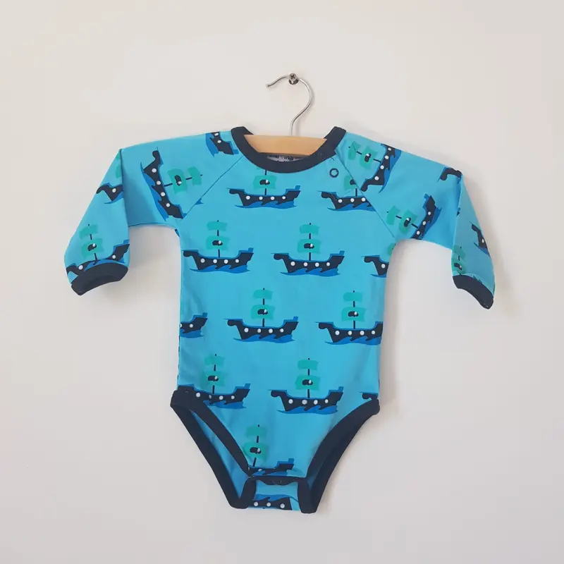 Mini Cirkus - Romper Longsleeve Body Ship Aquarius Blue Schepen Blauw