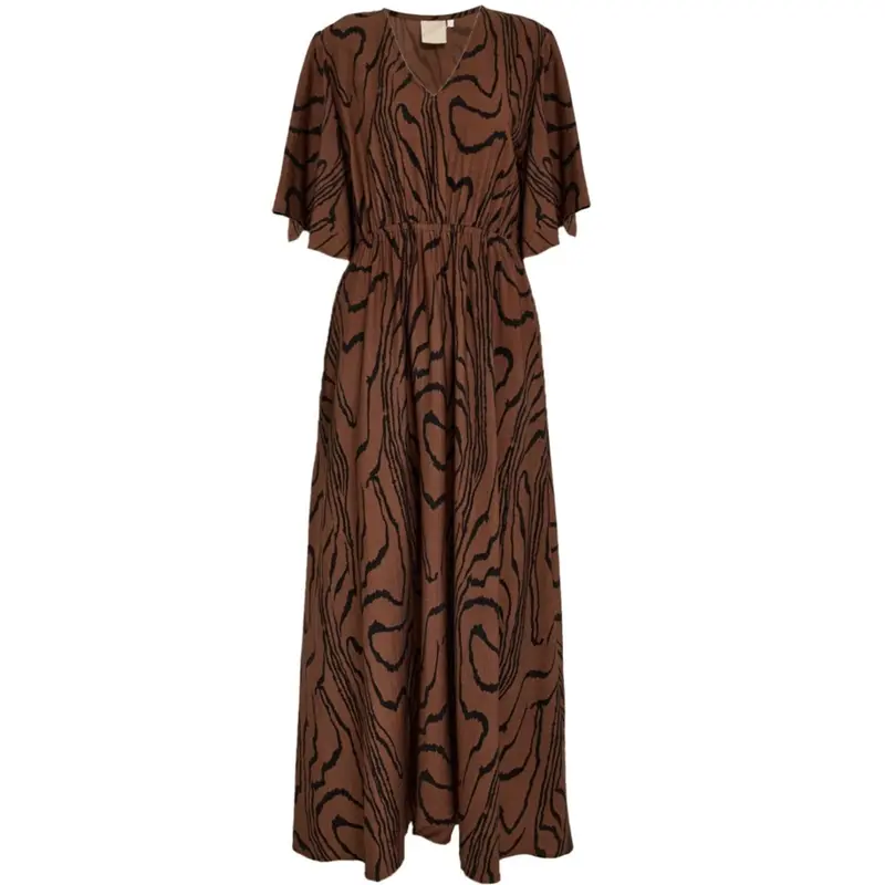 Mink Brown met zwart geprinte jurk Ozzy