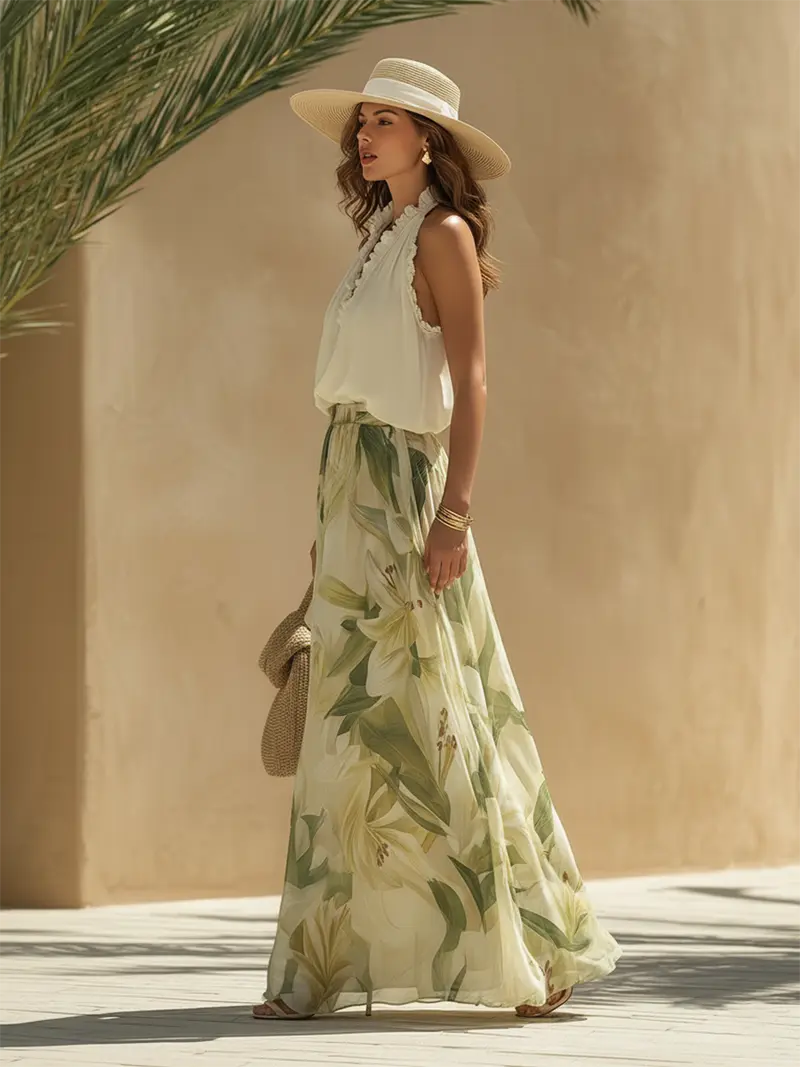 Mireella – Zweiteiliges Set Mit Lilien Muster