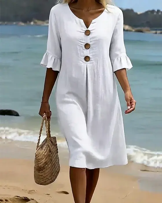 Mlaina – Elegantes Midikleid Mit Schaltfläche