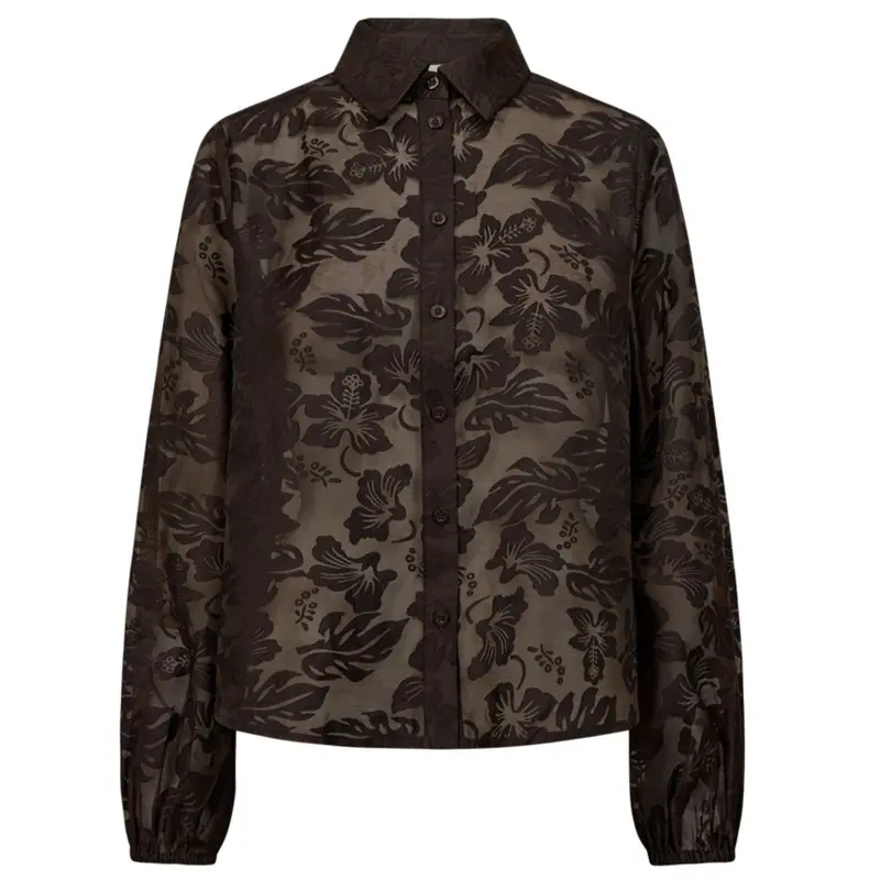 Mole bruine jacquard blouse Simme