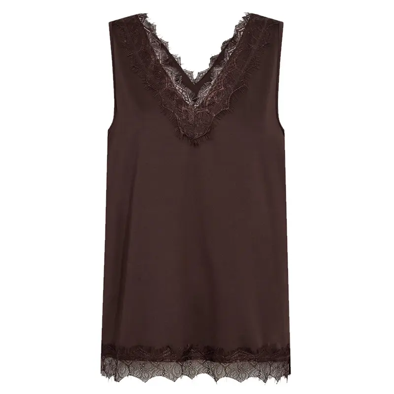 Mole mouwloze kanten v-hals top Bicco