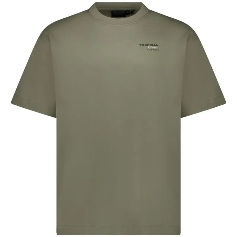 Mosgroen ronde hals backprint t-shirt Byzo