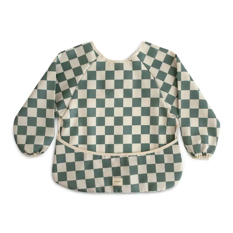 Mushie Longsleeve Bib Olive Check