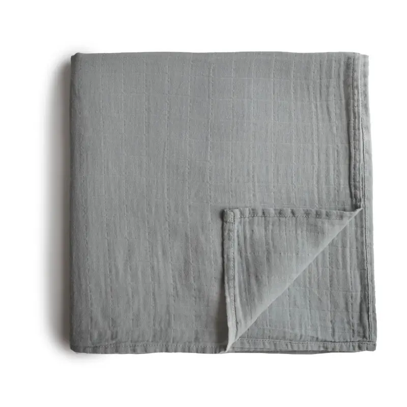 Mushie Muslin Swaddle Belgian Grey