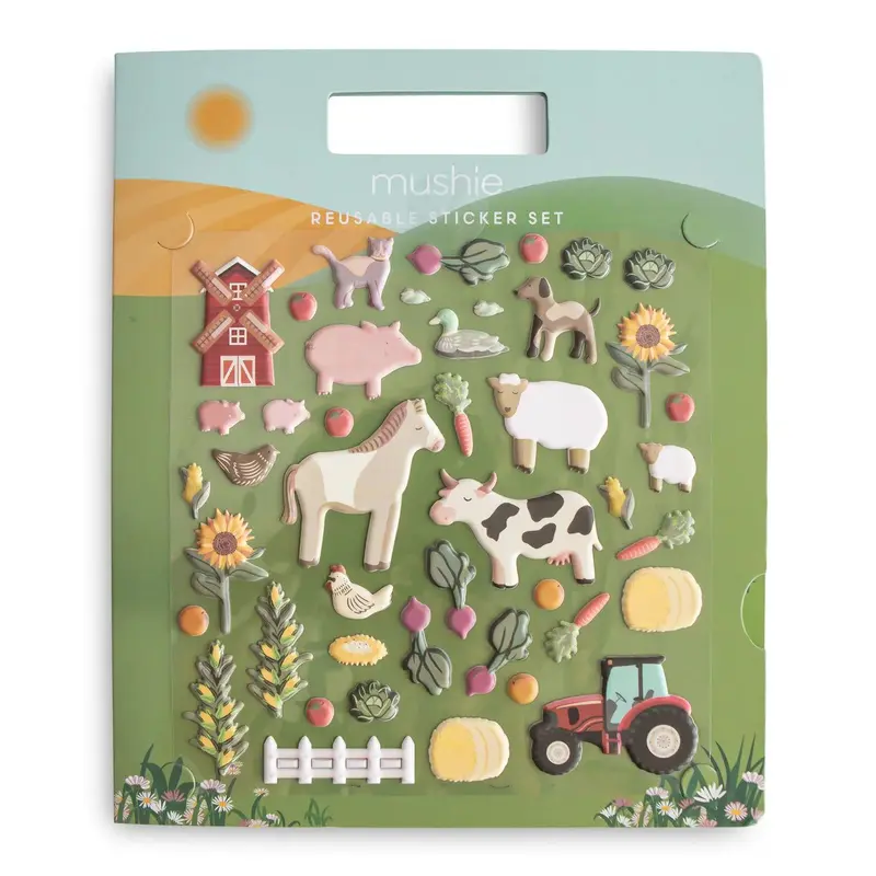 Mushie Reusable Sticker Set Farm