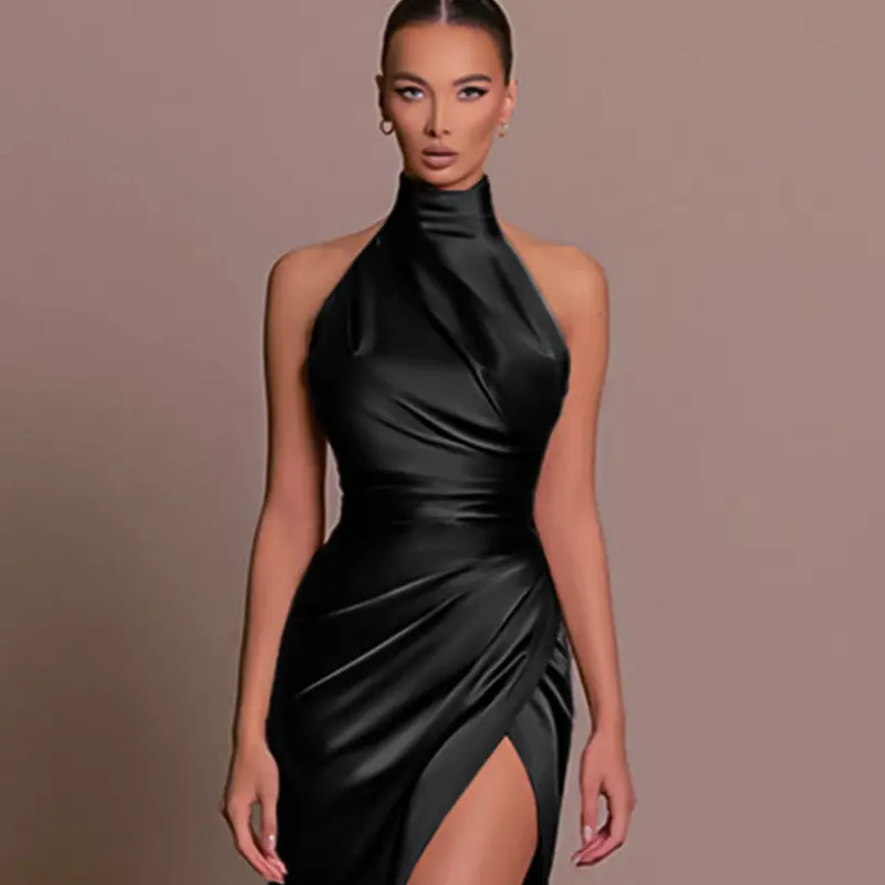 Nadine | Neckholder Abendkleid mit Beinschlitz
