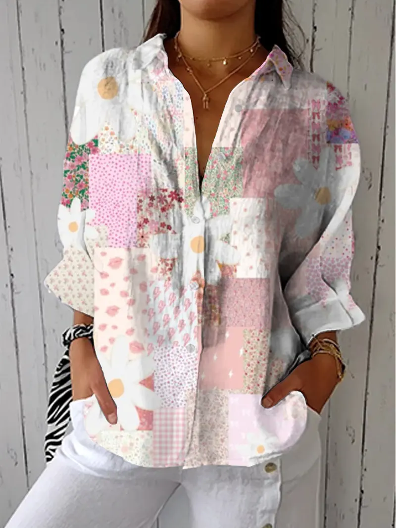 Nancy | Patchwork Gänseblümchen Bluse