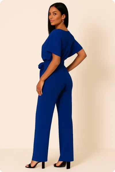 Natalie | Kurzarm Weites Bein Jumpsuit