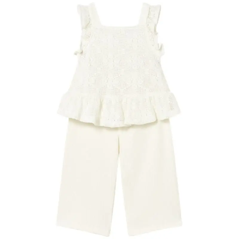 Natural embroidery set broek en top 1515