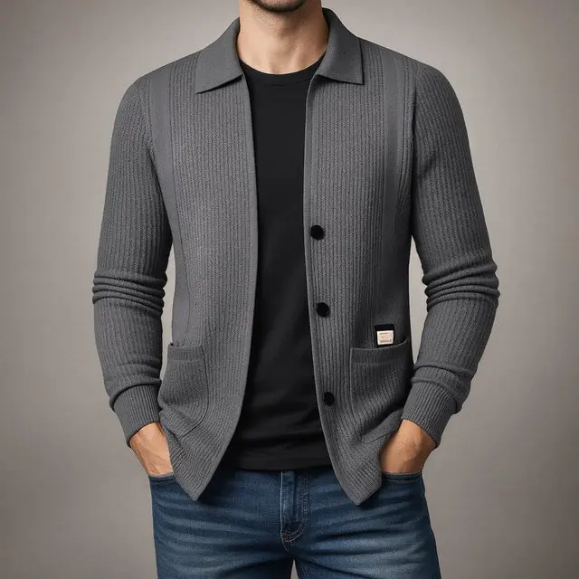 Nawed – Slim Fit Strickjacke Mit Reverskragen