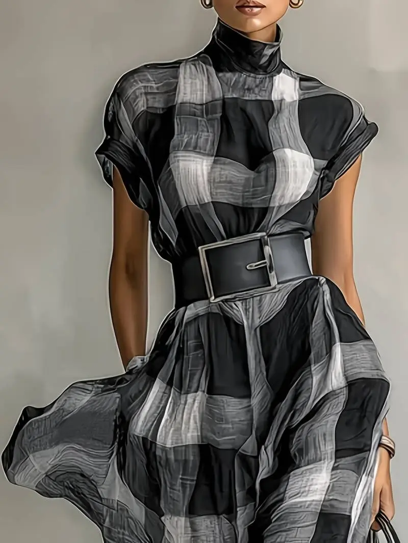Nethara - Elegantes Herbst Kleid Mit Gürtel