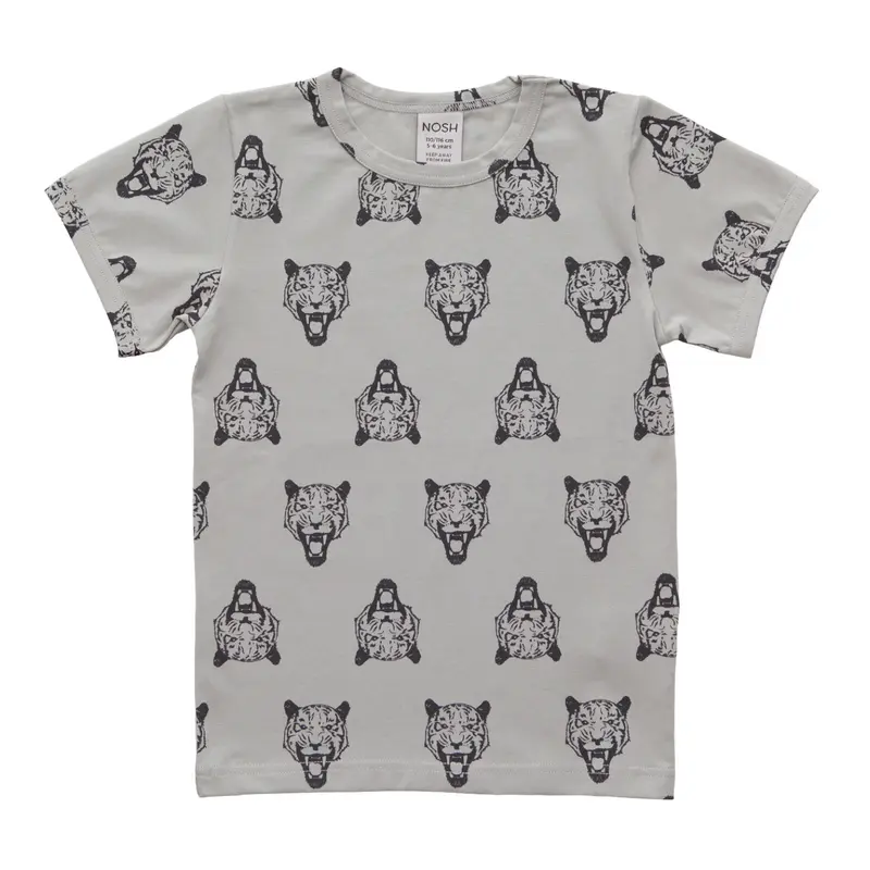 Nosh Organics T-Shirt Tiger Grey
