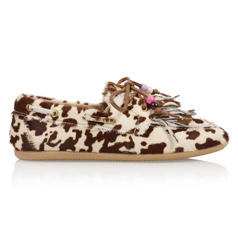 Offwhite met cognac loafer Latty Fringes Cow