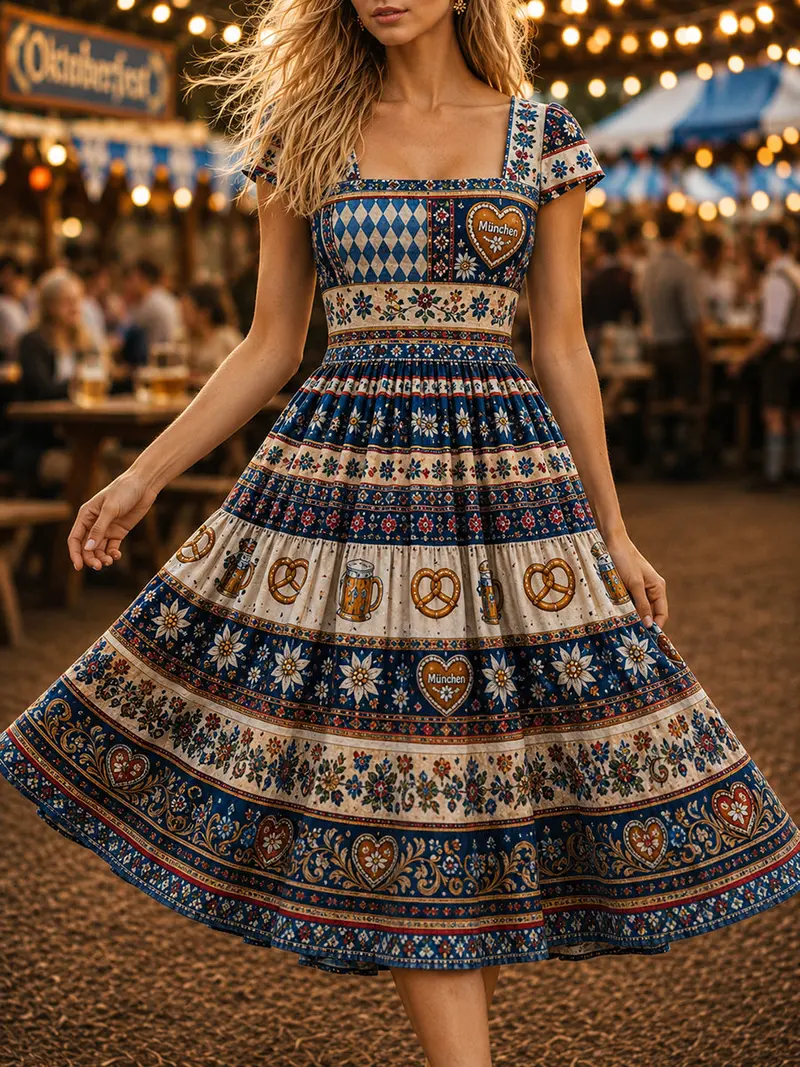 Oktoberfest-Print-Kleid für Damen