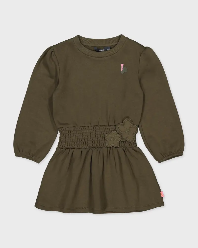 Olijfgroene jurk met elastische taille | Army Green