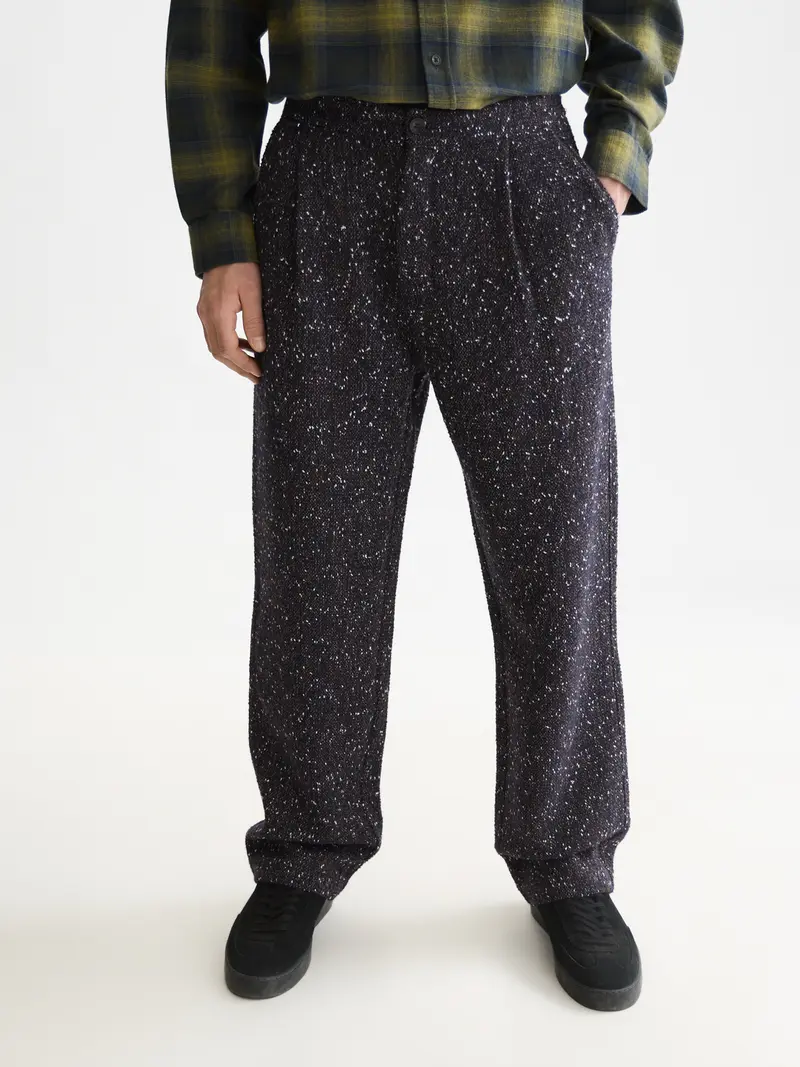 Oliver Wool-Blend Tweed Pleated Pants