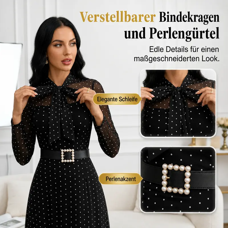 Omvida | Elegantes Chiffonkleid mit Polka-Dot-Muster