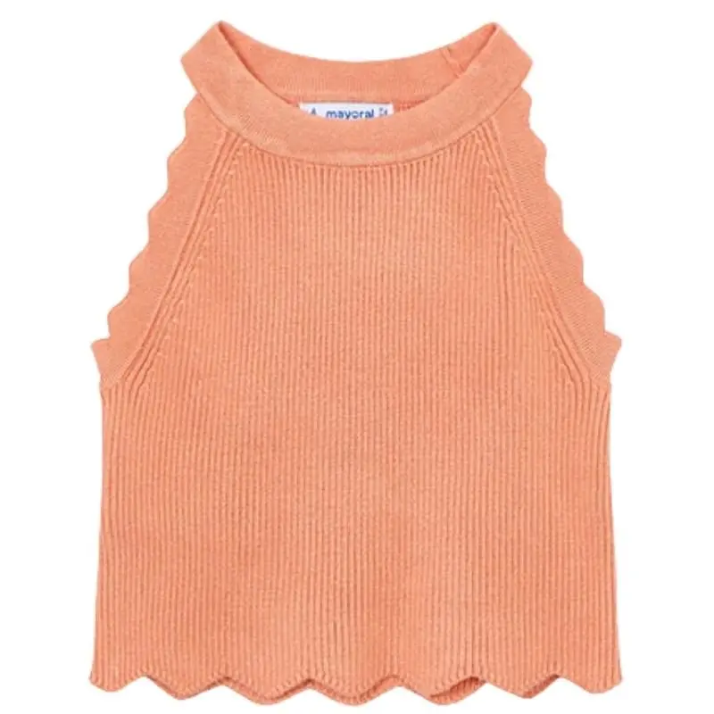 Oranje mouwloze knitted top 3027