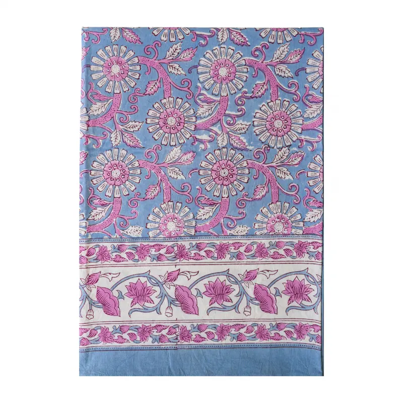 Orchid Periwinkle Hand Block Printed Tablecloth