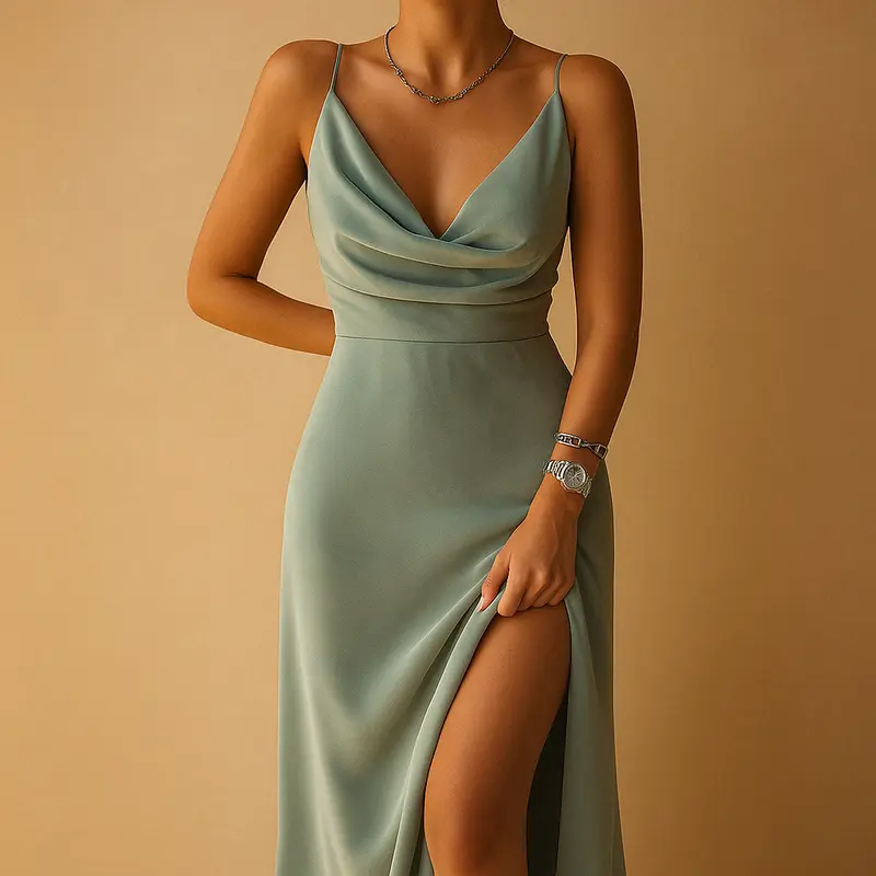 Oreliaa - Luxuriöses Maxikleid mit V-Ausschnitt