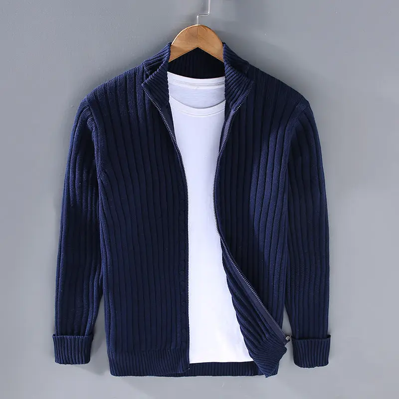 Ormand | Herren Strickjacke Gerippter Zip-Cardigan