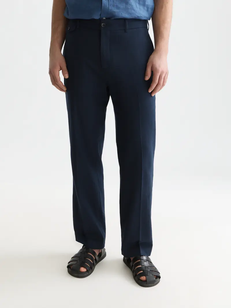 Otis Linen Blend Herringbone Relaxed Straight-Fit Chino