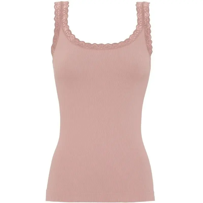 Oudroze microfiber rib top Frida
