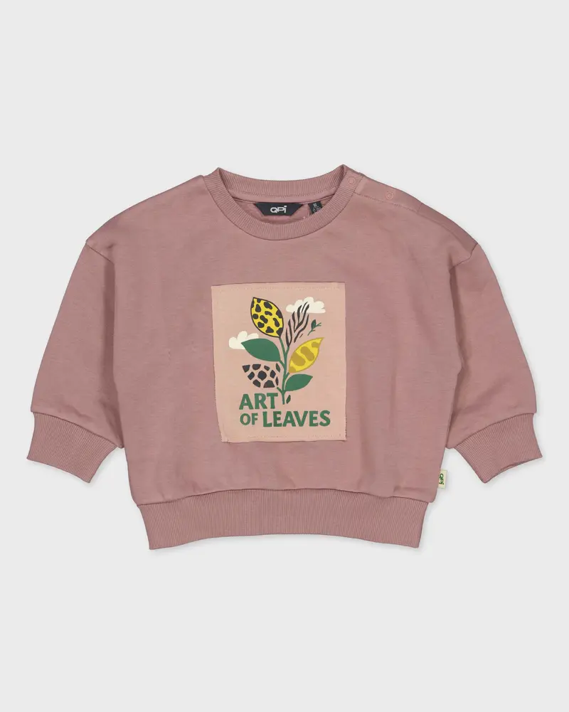 Oudroze sweater met frontprint | Dusty Mauve