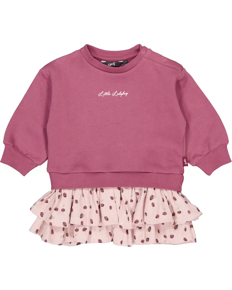 Oudroze sweaterjurk met rucherok | AOP Purple Sketch