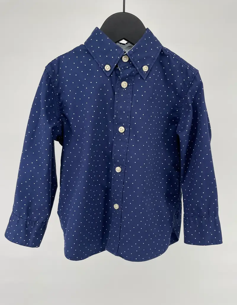 Overhemd Donkerblauw Witte Stippen Maat 92