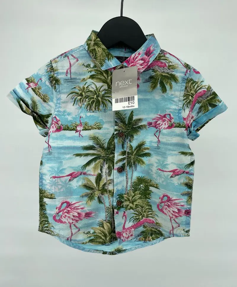 Overhemd Korte Mouw Flamingo Print Maat 80 / 86