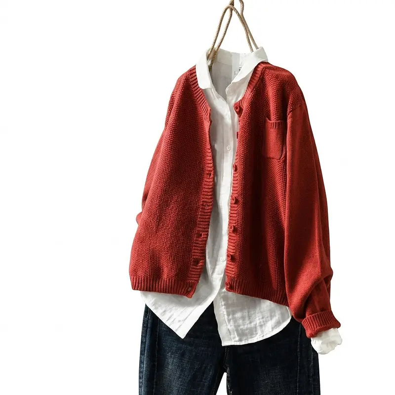Oversized Strickjacke für Damen mit Knopfleiste